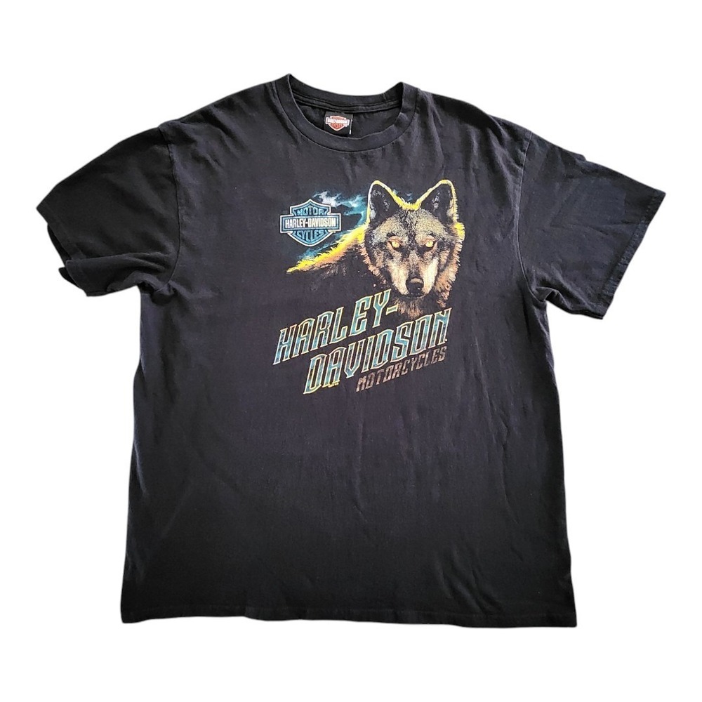 EUC Harley Davidson Mens XL Motorcycle Wolf Graphic Shirt Black Las Vegas Cycles